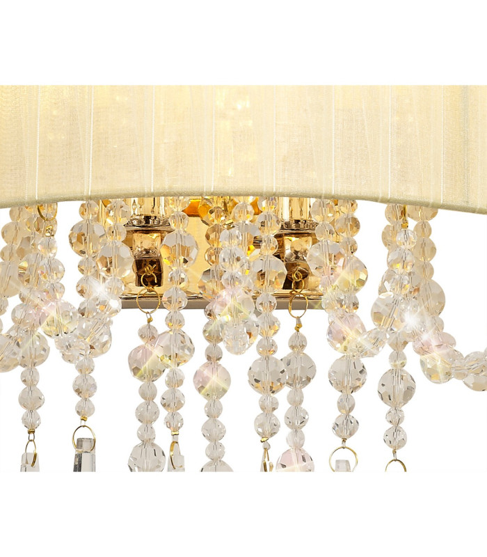 Freida Wall Lamp With Ivory Cream Shade 2 Light E14 French Gold/Crystal-6