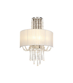 Freida Wall Lamp With White Shade 2 Light E14 Polished Chrome/Crystal-1