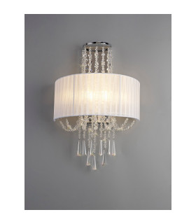 Freida Wall Lamp With White Shade 2 Light E14 Polished Chrome/Crystal-2