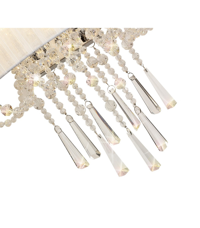 Freida Wall Lamp With White Shade 2 Light E14 Polished Chrome/Crystal-5