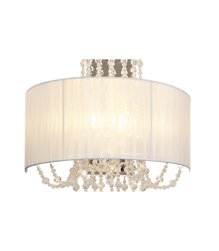 Freida Wall Lamp With White Shade 2 Light E14 Polished Chrome/Crystal-6