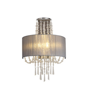 Freida Wall Lamp With Grey Shade 2 Light E14 Polished Chrome/Crystal-1