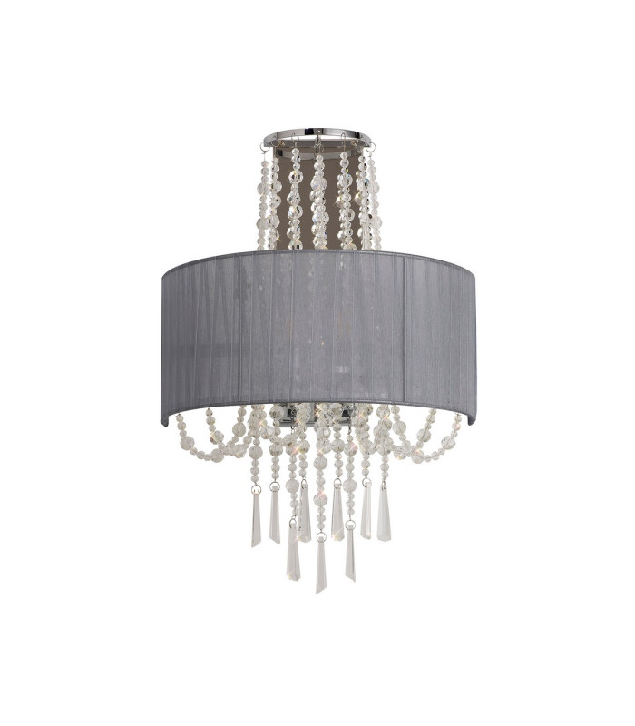 Freida Wall Lamp With Grey Shade 2 Light E14 Polished Chrome/Crystal-3