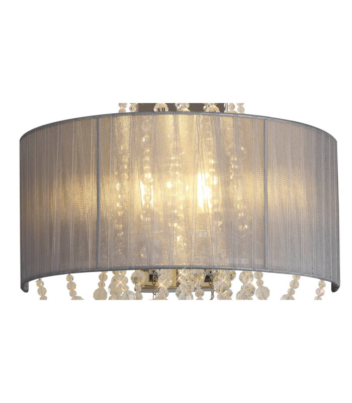 Freida Wall Lamp With Grey Shade 2 Light E14 Polished Chrome/Crystal-5