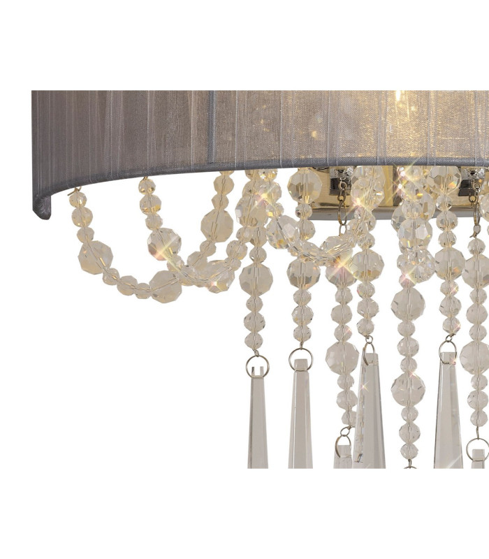 Freida Wall Lamp With Grey Shade 2 Light E14 Polished Chrome/Crystal-6