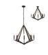 Hilton Octagonal Pendant 8 Light E14 Satin Black/Dark Grey Wood-1