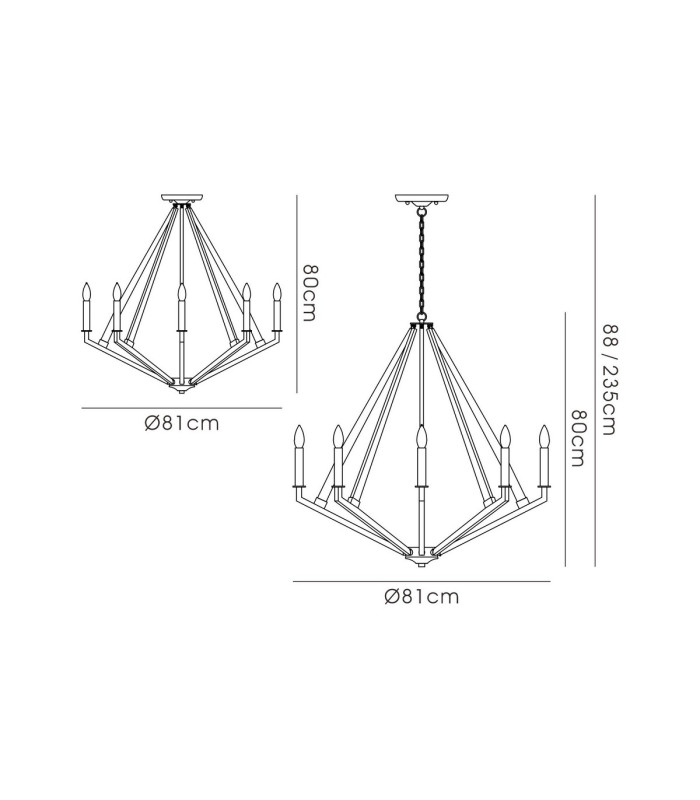 Hilton Octagonal Pendant 8 Light E14 Satin Black/Dark Grey Wood-7
