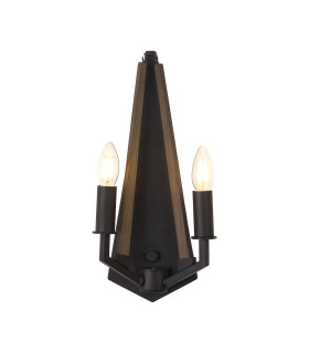 Hilton Wall Lamp 2 Light E14 Satin Black/Dark Grey Wood-1