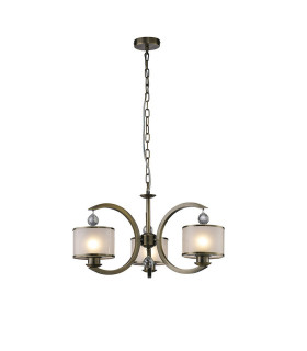 Lincoln Ceiling 3 Light E27 Antique Brass/Glass/Crystal-1