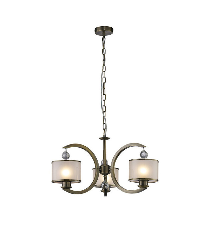 Lincoln Ceiling 3 Light E27 Antique Brass/Glass/Crystal-1