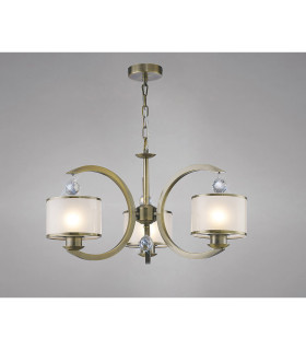 Lincoln Ceiling 3 Light E27 Antique Brass/Glass/Crystal-2