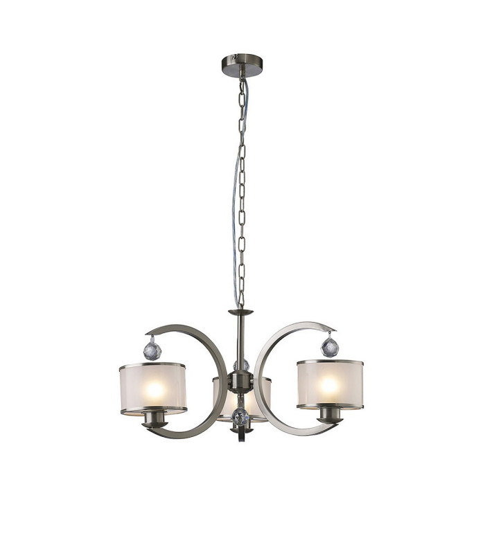 Lincoln Ceiling 3 Light E27 Satin Nickel/Glass/Crystal-1