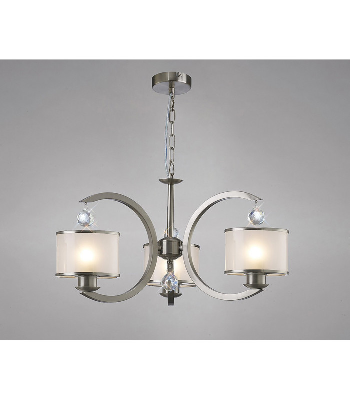 Lincoln Ceiling 3 Light E27 Satin Nickel/Glass/Crystal-2