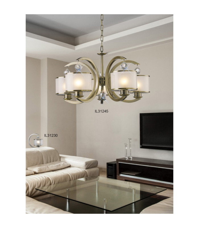 Lincoln Ceiling 3 Light E27 Satin Nickel/Glass/Crystal-3