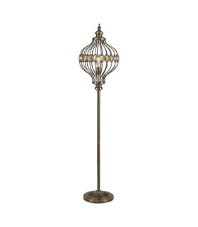Marisa Floor Lamp 1 Light E27 Antique Brass/Amber Crystal-1