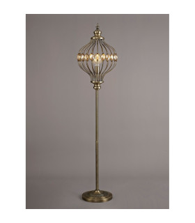 Marisa Floor Lamp 1 Light E27 Antique Brass/Amber Crystal-2