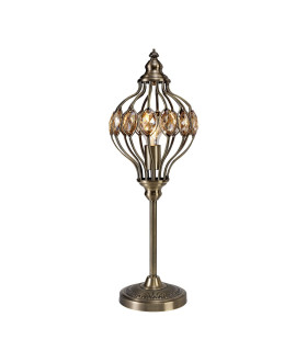 Marisa Table Lamp 1 Light E27 Antique Brass/Amber Crystal-1