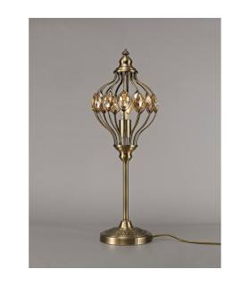 Marisa Table Lamp 1 Light E27 Antique Brass/Amber Crystal-2