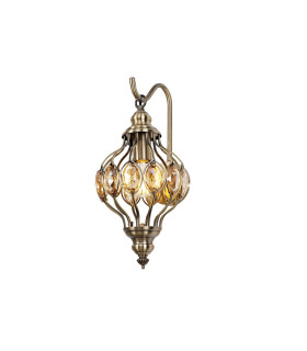 Marisa Wall Lamp 1 Light E27 Antique Brass/Amber Crystal-1
