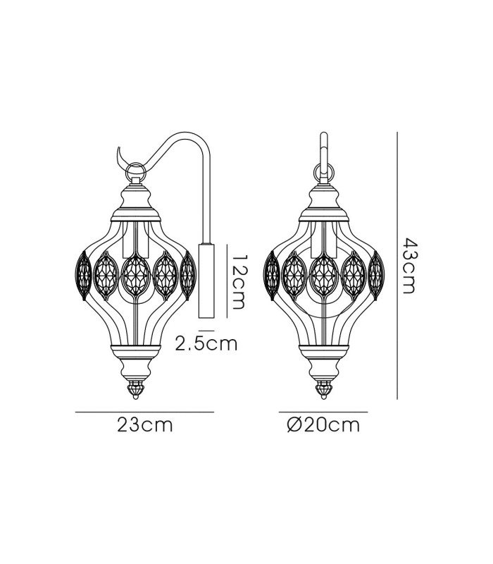 Marisa Wall Lamp 1 Light E27 Antique Brass/Amber Crystal-7