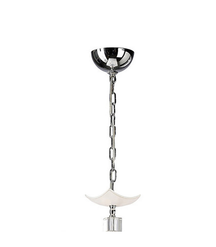 Nardini Pendant 2 Tier 9 Light E14 Polished Chrome/White Faux Leather/Crystal-4