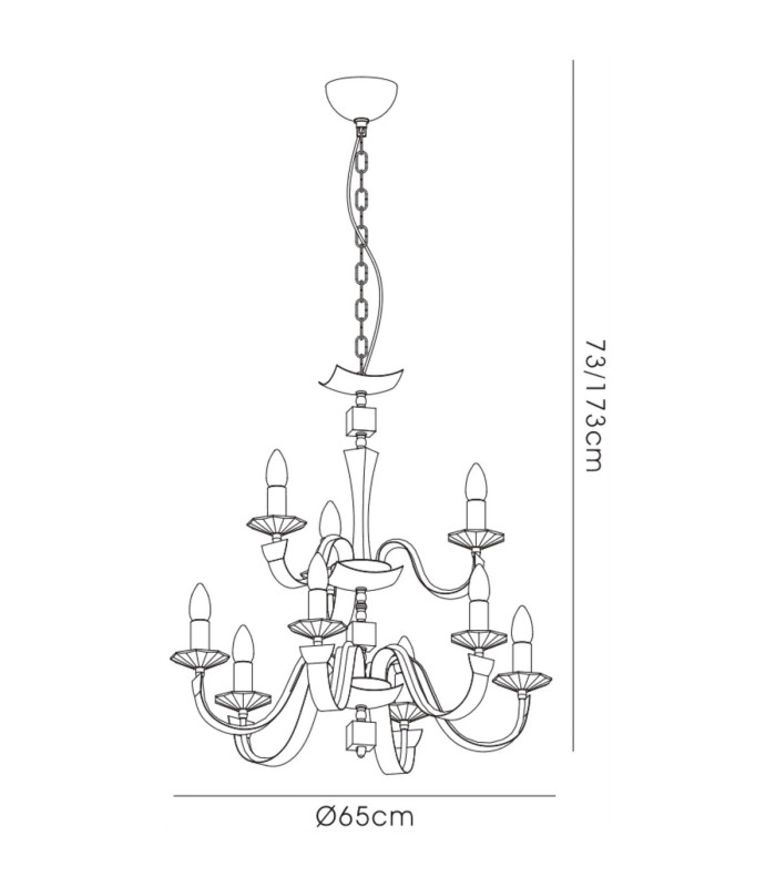 Nardini Pendant 2 Tier 9 Light E14 Polished Chrome/White Faux Leather/Crystal-7