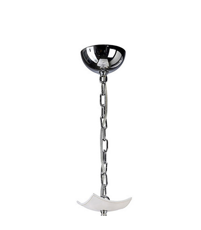 Nardini Pendant 5 Light E14 Polished Chrome/White Faux Leather/Crystal-3