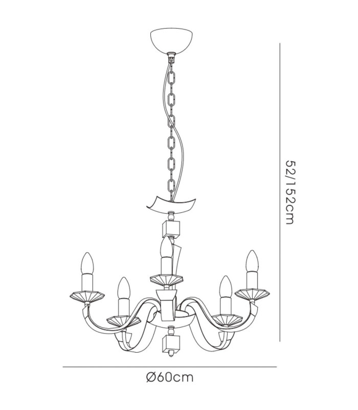 Nardini Pendant 5 Light E14 Polished Chrome/White Faux Leather/Crystal-6