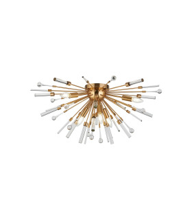 Noon Semi Flush 6 Light E14 Antique Gold/Clear Glass-1
