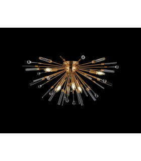 Noon Semi Flush 6 Light E14 Antique Gold/Clear Glass-2