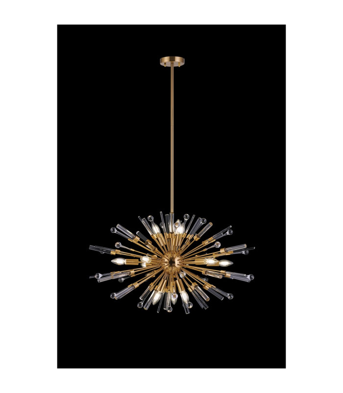 Noon Oval Pendant 12 Light E14 Antique Gold/Clear Glass-2