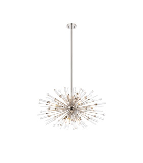 Noon Oval Pendant 12 Light E14 Polished Nickel/Clear Glass-1