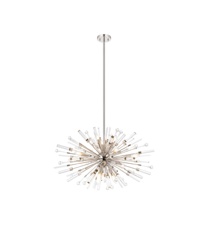 Noon Oval Pendant 12 Light E14 Polished Nickel/Clear Glass-1