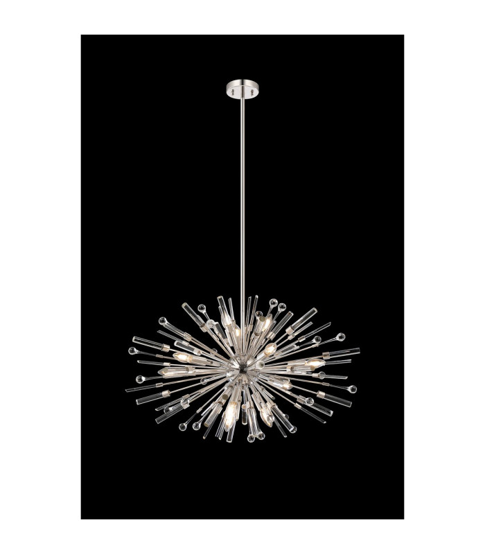 Noon Oval Pendant 12 Light E14 Polished Nickel/Clear Glass-2