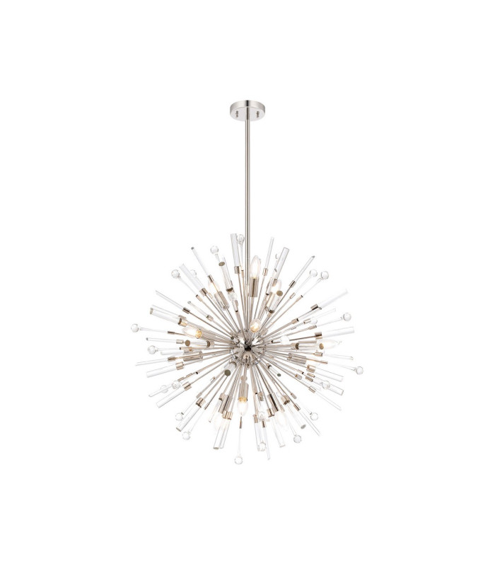 Noon Pendant 12 Light E14 Polished Nickel/Clear Glass-1