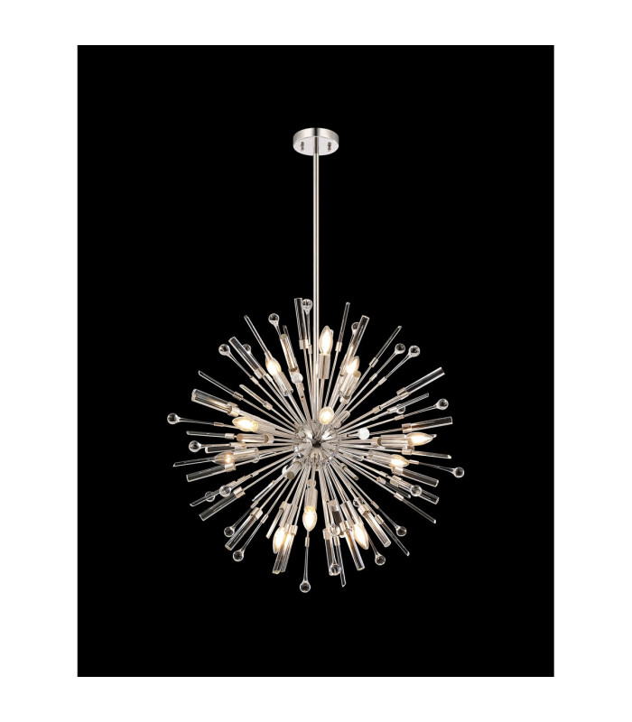 Noon Pendant 12 Light E14 Polished Nickel/Clear Glass-2