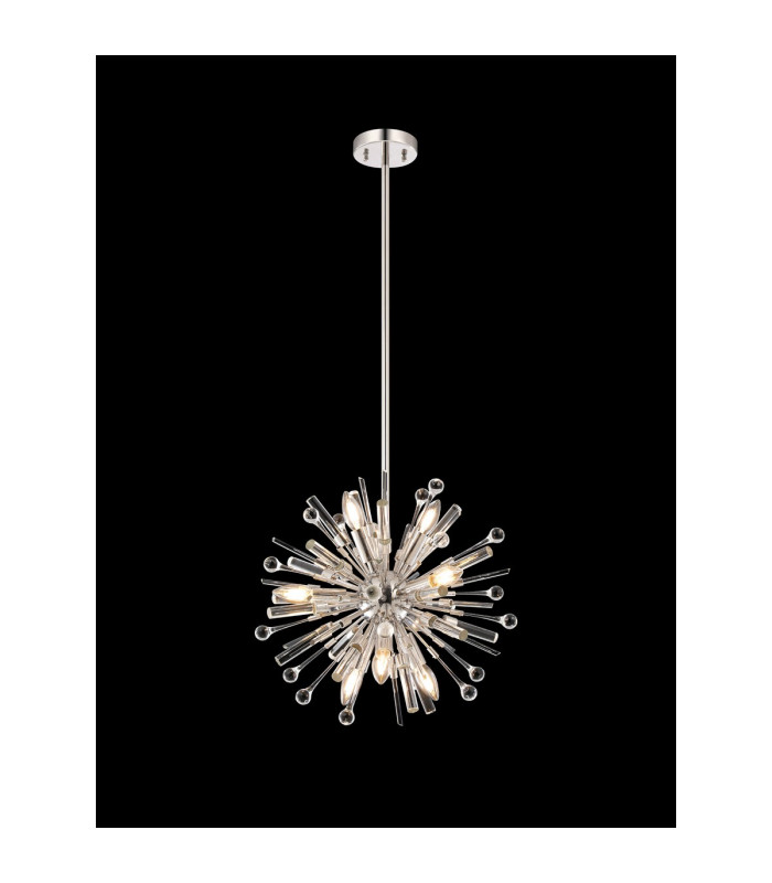Noon Pendant 9 Light E14 Polished Nickel/Clear Glass-2