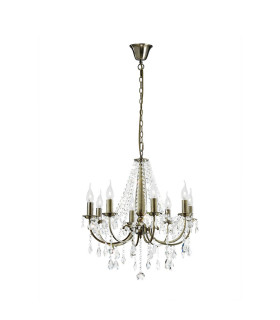 Olivia Pendant Without Shade 8 Light E14 Antique Brass/Crystal-1