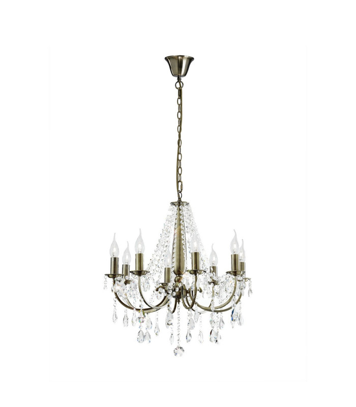 Olivia Pendant Without Shade 8 Light E14 Antique Brass/Crystal-1