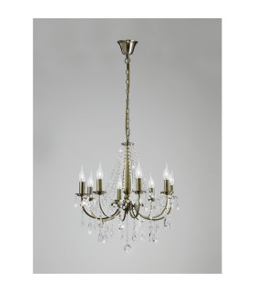 Olivia Pendant Without Shade 8 Light E14 Antique Brass/Crystal-2