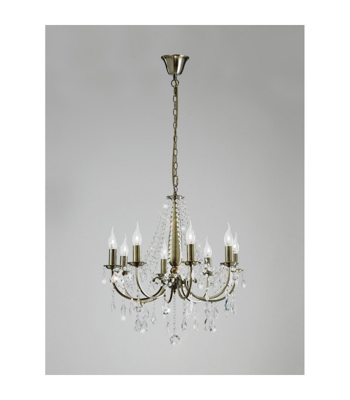 Olivia Pendant Without Shade 8 Light E14 Antique Brass/Crystal-2