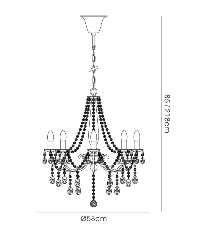 Olivia Pendant Without Shade 8 Light E14 Polished Chrome/Crystal-7