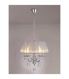 Olivia Pendant With Grey Shade 5 Light E14 Polished Chrome/Crystal-2