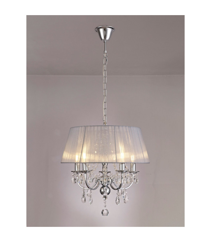 Olivia Pendant With Grey Shade 5 Light E14 Polished Chrome/Crystal-2