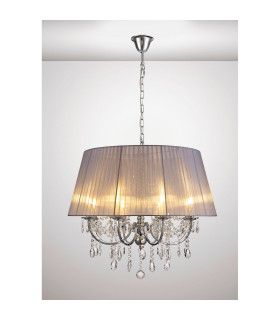 Olivia Pendant With Grey Shade 8 Light E14 Polished Chrome/Crystal-2