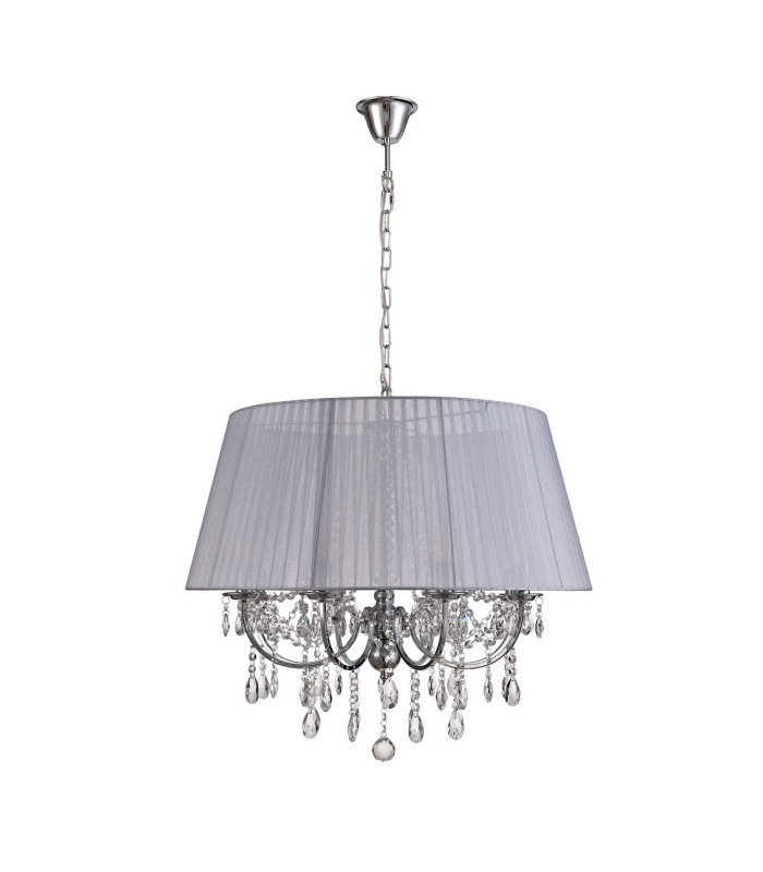 Olivia Pendant With Grey Shade 8 Light E14 Polished Chrome/Crystal-3