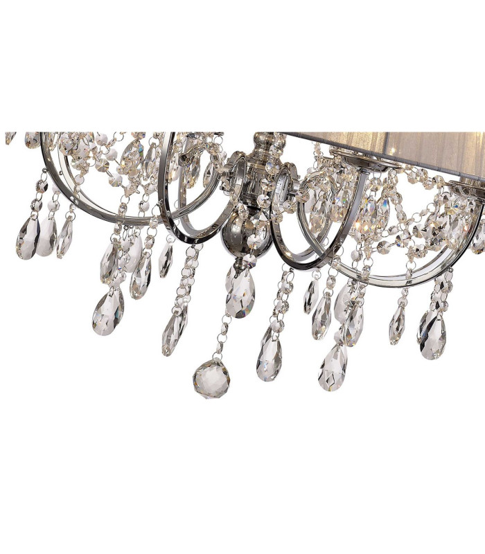 Olivia Pendant With Grey Shade 8 Light E14 Polished Chrome/Crystal-6