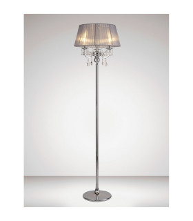 Olivia Floor Lamp With Grey Shade 3 Light E14 Polished Chrome/Crystal NOT LED/CFL Compatible-2