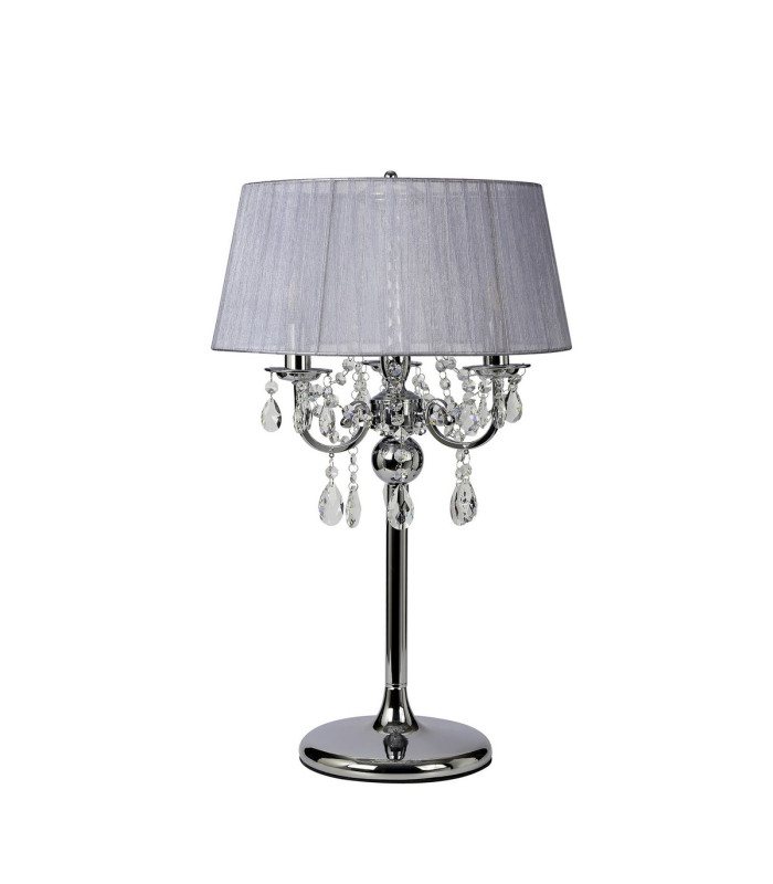 Olivia Table Lamp With Grey Shade 3 Light E14 Polished Chrome/Crystal-3
