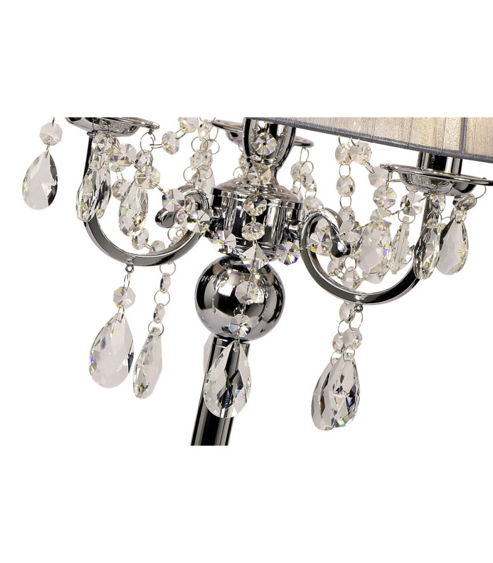 Olivia Table Lamp With Grey Shade 3 Light E14 Polished Chrome/Crystal-6
